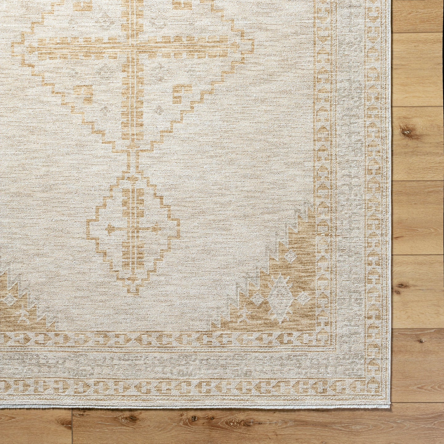 005 SI-2100070,SI-2100077 | Closeup | Emory EMO-2301 Rug by Livabliss in ivory, tan, light gray, slate. Made from polyester in a unique style.