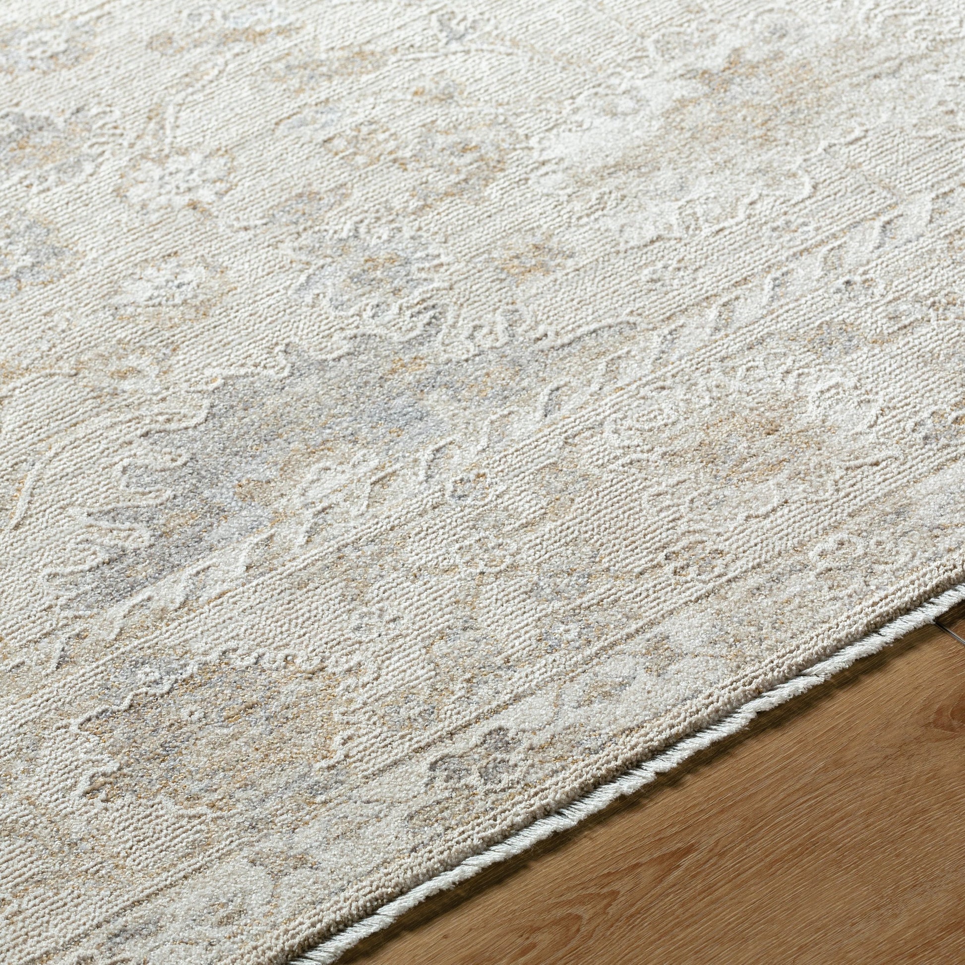 Emory EMO-2307 Rug by Livabliss in ivory, cream, tan, light gray, slate. Made from face: 100% polyester, warp: 100% polyester in a unique style.