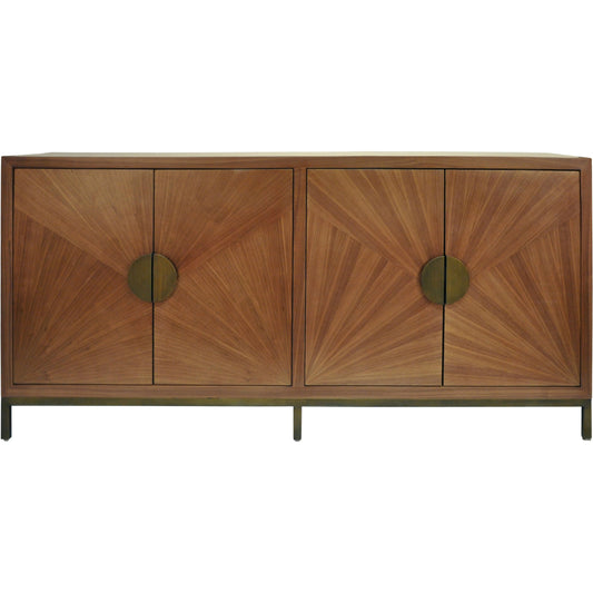 Emory Radial Walnut Cabinet by Worlds Away in matte walnut. Made from hardwood solids, mdf, veneer, metal in a transitional style.