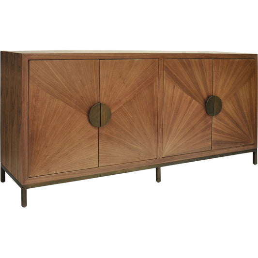 Emory Radial Walnut Cabinet by Worlds Away in matte walnut. Made from hardwood solids, mdf, veneer, metal in a transitional style.