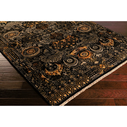 Empress Rug - 12721 by Surya in black, mustard, charcoal, burnt orange, medium gray. Made from 100% wool in a unique style.