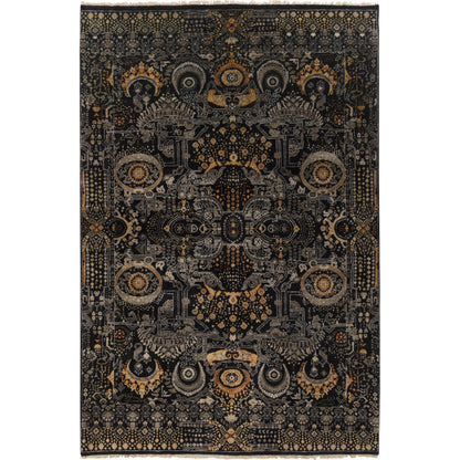 Empress Rug - 12721 by Surya in black, mustard, charcoal, burnt orange, medium gray. Made from 100% wool in a unique style.