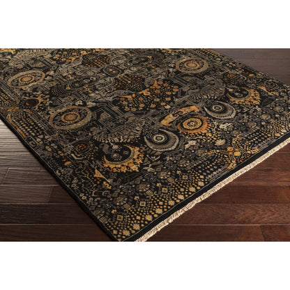 Empress Rug - 12721 by Surya in black, mustard, charcoal, burnt orange, medium gray. Made from 100% wool in a unique style.