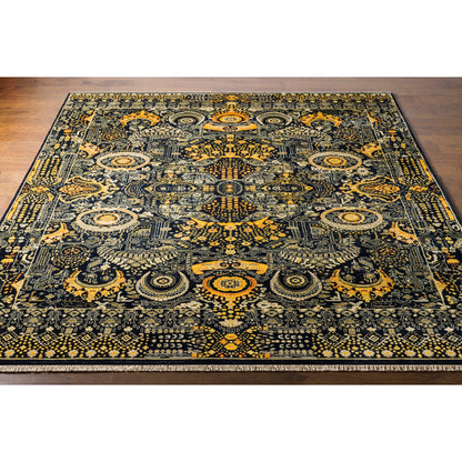 Empress Rug - 12721 by Surya in black, mustard, charcoal, burnt orange, medium gray. Made from 100% wool in a unique style.