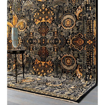 Empress Rug - 12721 by Surya in black, mustard, charcoal, burnt orange, medium gray. Made from 100% wool in a unique style.
