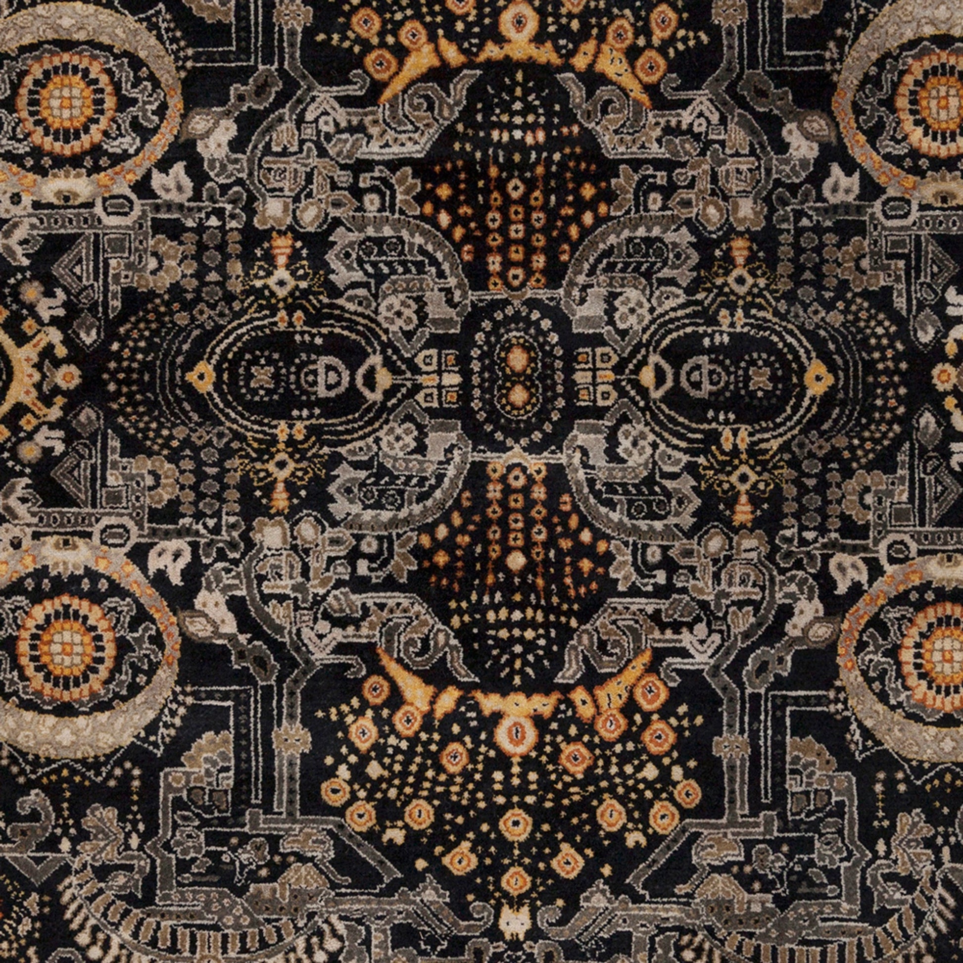 Empress Rug - 12721 by Surya in black, mustard, charcoal, burnt orange, medium gray. Made from 100% wool in a unique style.