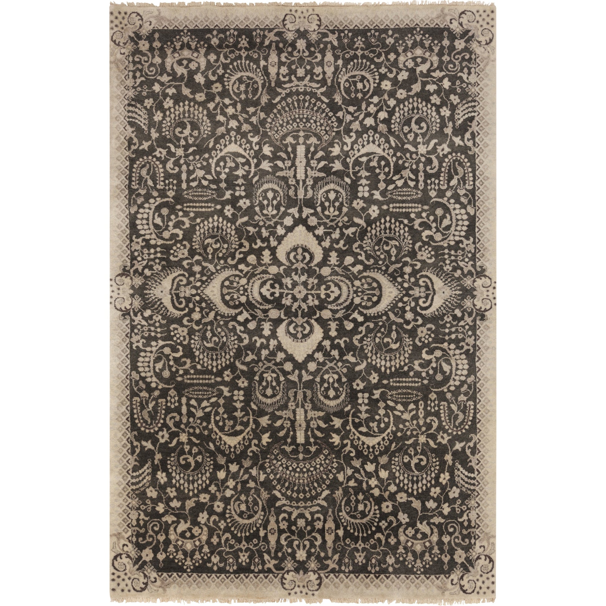 Empress Rug - 12942 by Surya in ink blue, ivory, light gray, charcoal, ice blue. Made from 100% wool in a unique style.