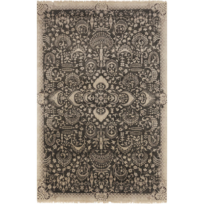 Empress Rug - 12942 by Surya in ink blue, ivory, light gray, charcoal, ice blue. Made from 100% wool in a unique style.
