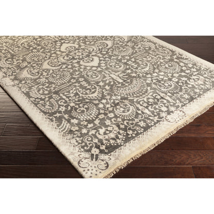 Empress Rug - 12942 by Surya in ink blue, ivory, light gray, charcoal, ice blue. Made from 100% wool in a unique style.