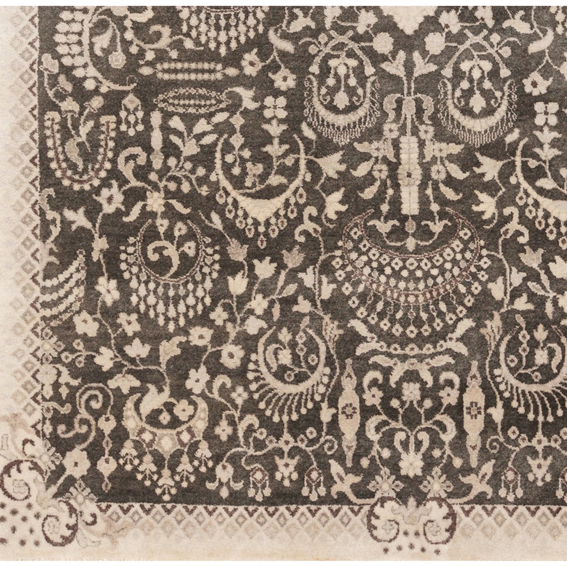 Empress Rug - 12942 by Surya in ink blue, ivory, light gray, charcoal, ice blue. Made from 100% wool in a unique style.