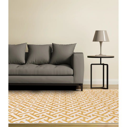 Soho Zam Transitional Geometric Rug - I3072 by Feizy in yellow, ivory. Made from viscose in a unique style.