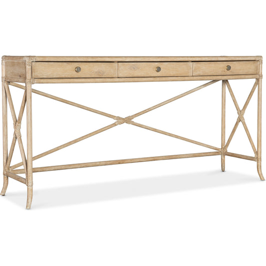 Retreat Pole Rattan Console by Hooker Furniture. Made from oak, maple veneers with rope in a cottage & farmhouse style.