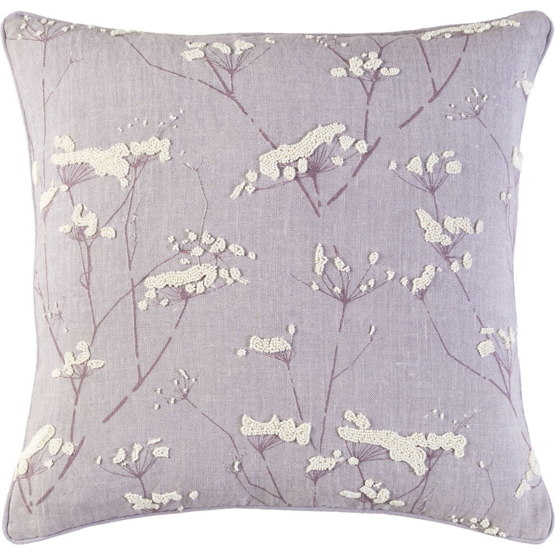 Enchanted Pillow - 33511 by Surya in mauve, cream, lilac. Made from front: 100% linen, back: 100% linen in a modern style.