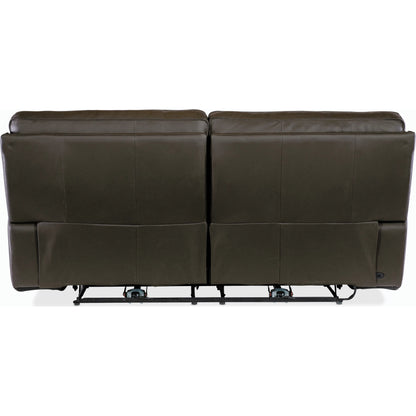 Kramer Zero Gravity Power Sofa w/ Power Headrest by Hooker Furniture. Made from leather in a modern style.