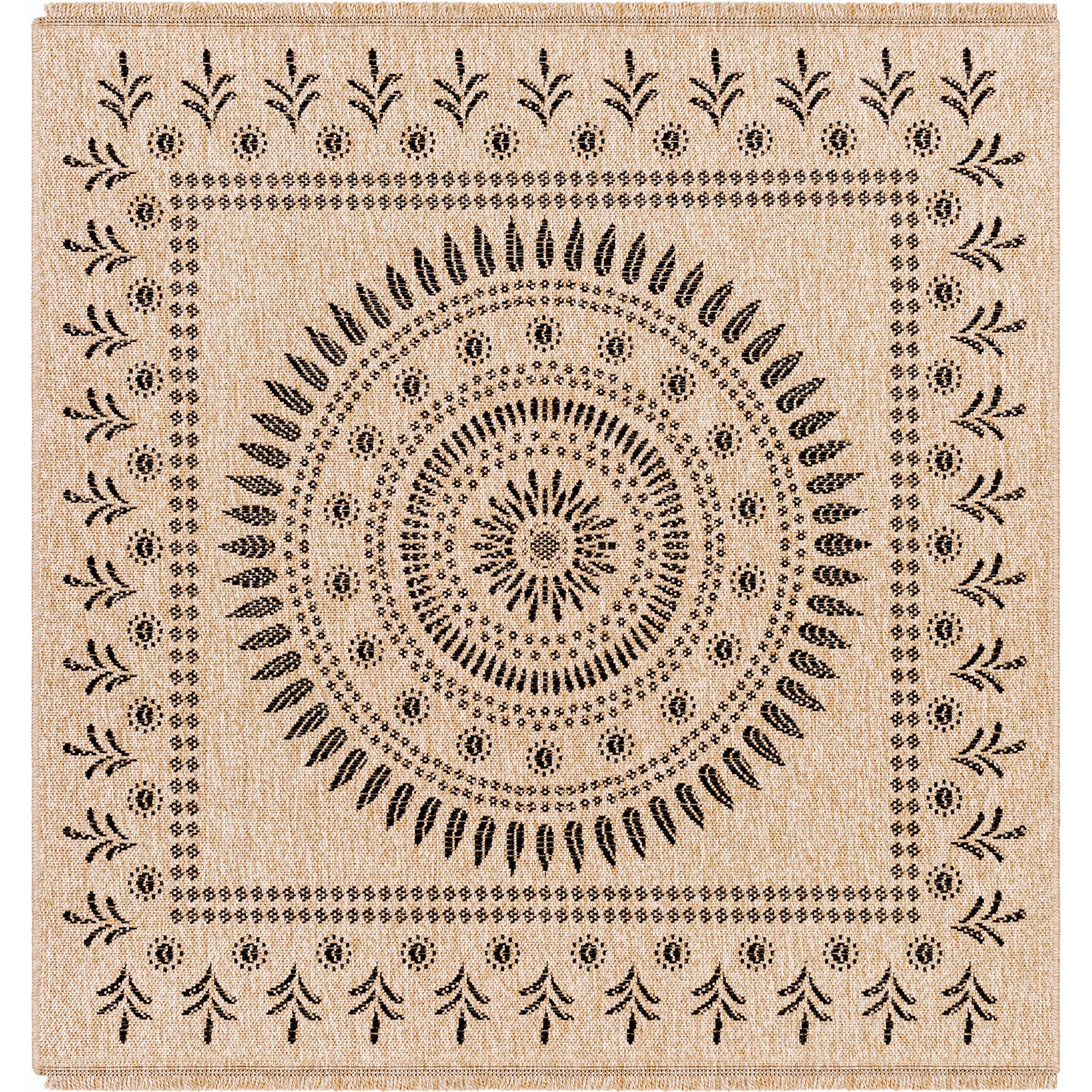 Encore ENC-2303 Indoor/Outdoor Rug by Livabliss in tan, black. Made from 100% polypropylene in a unique style.