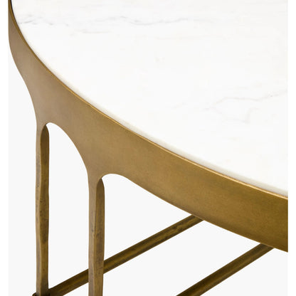 Engel Coffee Table by Surya in metallic brass, white. Made from marble, iron in a modern style.