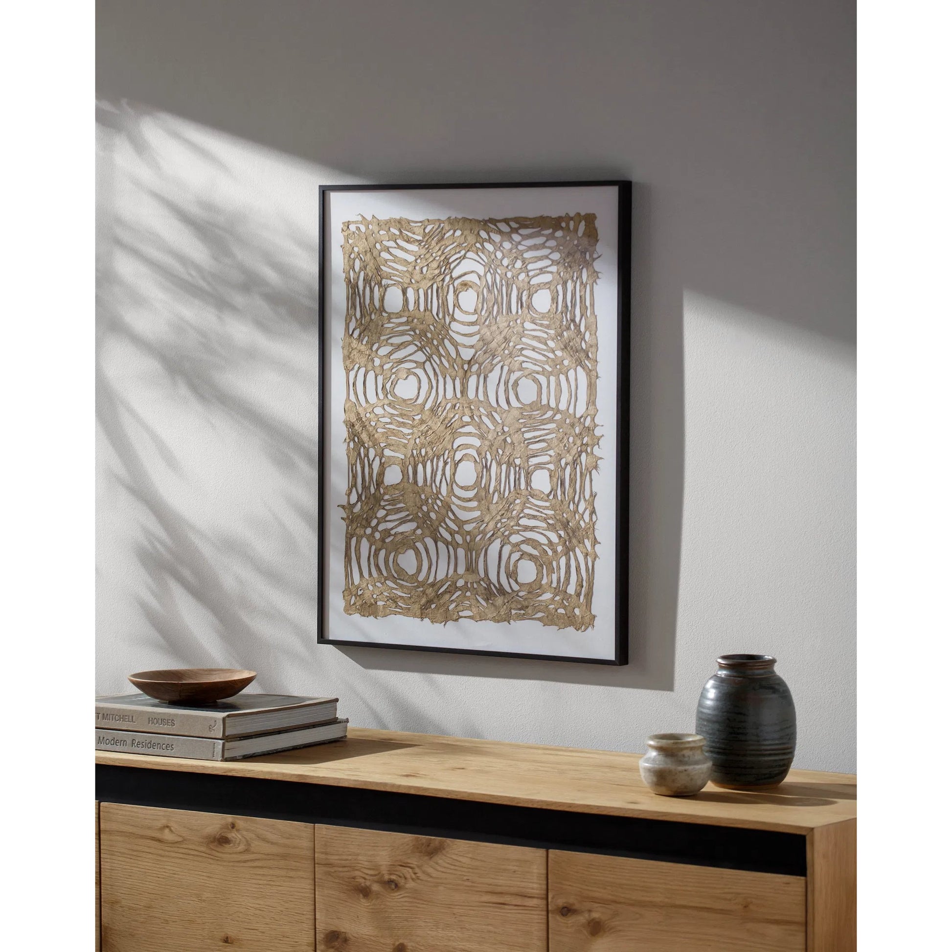 Kehena Wall Decor 528646 by Livabliss in main: olive; frame: ; matting: white and mattetextured. Made from paper, aluminum in a modern style.