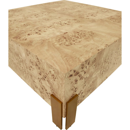 Enid Square Chunk Coffee Table by Worlds Away. Made from solid wood, brass in a modern style.