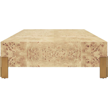 Enid Square Chunk Coffee Table by Worlds Away. Made from solid wood, brass in a modern style.