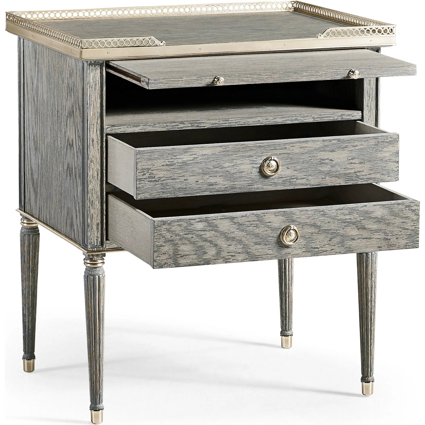 002 SI-2186336 | Additional Silo | Arlingham Nightstand by Jonathan Charles in blue and chipped blue oak. Made from oak solids, veneers in a modern style.