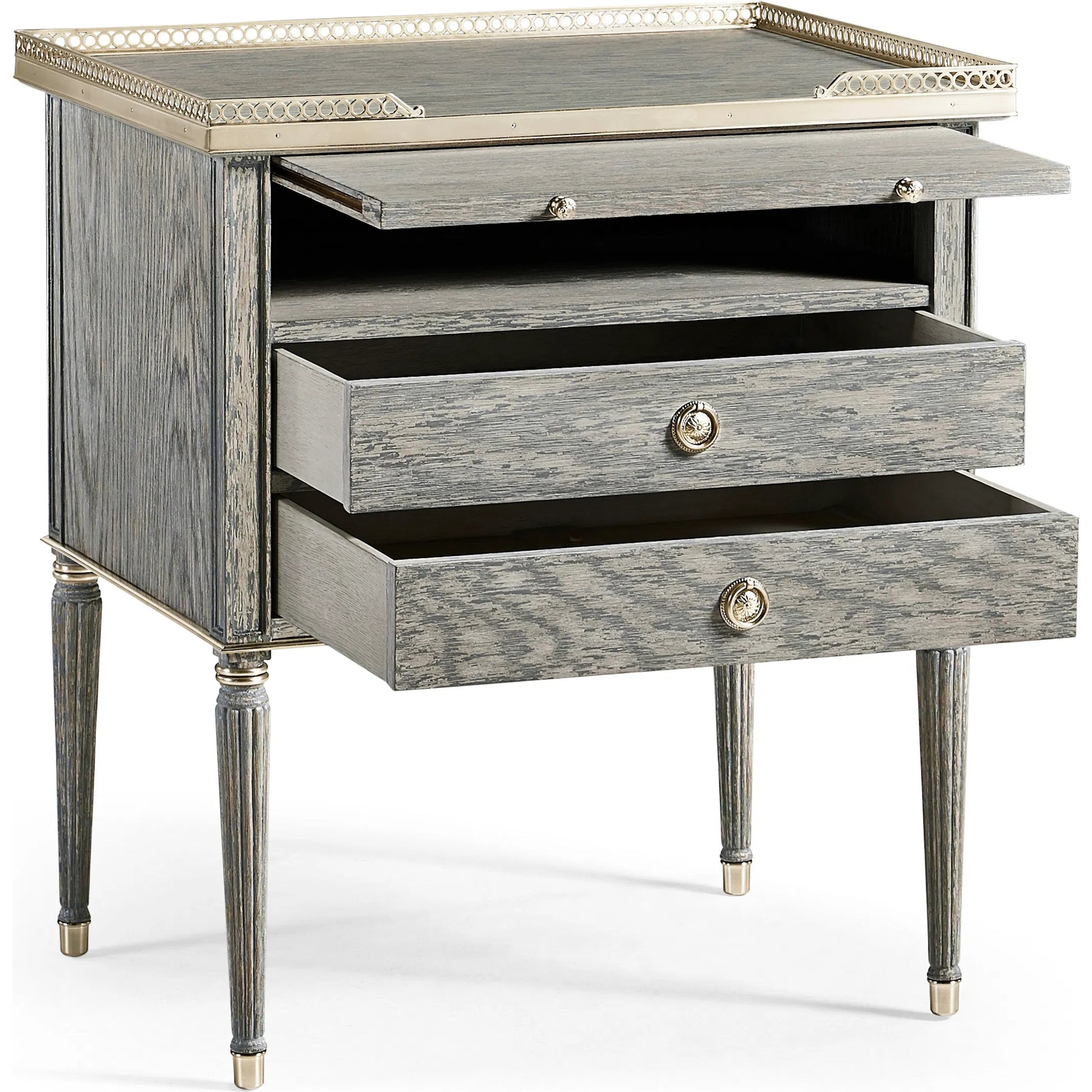 Arlingham Nightstand by Jonathan Charles in blue and chipped blue oak. Made from oak solids, veneers in a modern style.