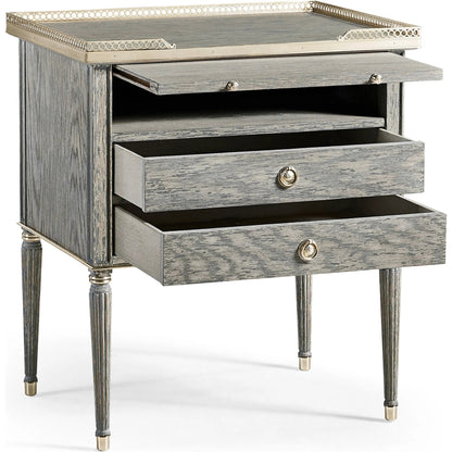 Arlingham Nightstand by Jonathan Charles in blue and chipped blue oak. Made from oak solids, veneers in a modern style.
