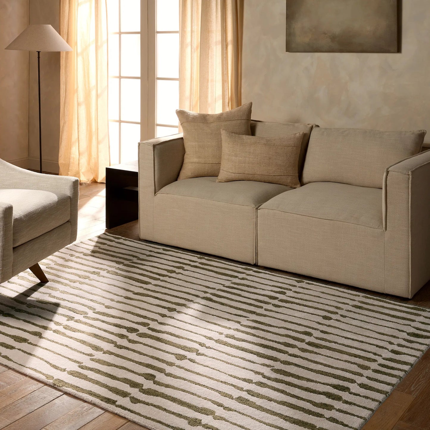007 SI-2354372,SI-2354373,SI-2354374,SI-2354375,SI-2386082 | Lifestyle | Etho By Nikki Chu ENK17 Rug by Jaipur Living in green, cream. Made from 70% wool, 30% viscose in a unique style.