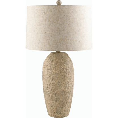 Eino Table Lamp - 531280 by Livabliss in body: white, shade (outside): wheat, shade (inside): white, finial: white, harp: metallic - nickel, cord: translucent and paintedpainted. Made from body: ceramic, shade (outside): lin