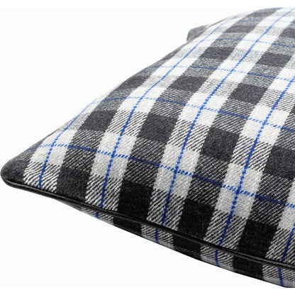 Brent Pillow - 5966 by Surya in black, light slate, bright blue. Made from 45% polyester, 45% wool, 10% nylon in a traditional style.