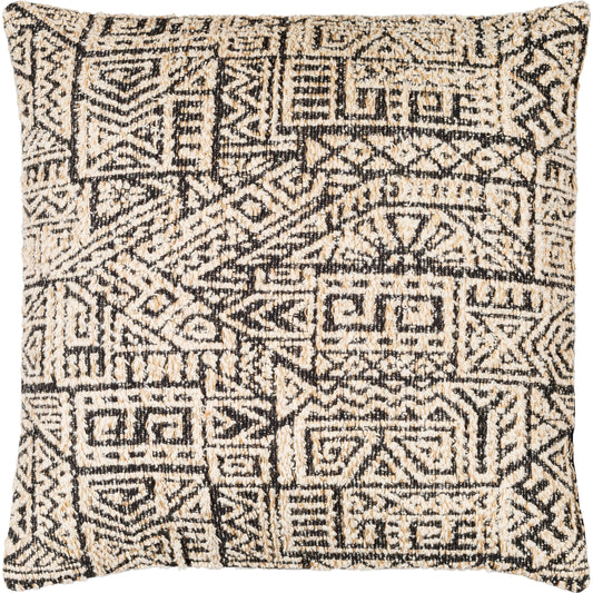 Kenya Pillow - 20988 by Surya in pearl, off-white, onyx, ash. Made from front: 100% cotton, back: 100% cotton in a modern style.