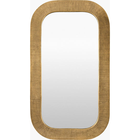 Enya Accent Mirror by Surya in frame: gold and plated. Made from aluminum in a modern style.