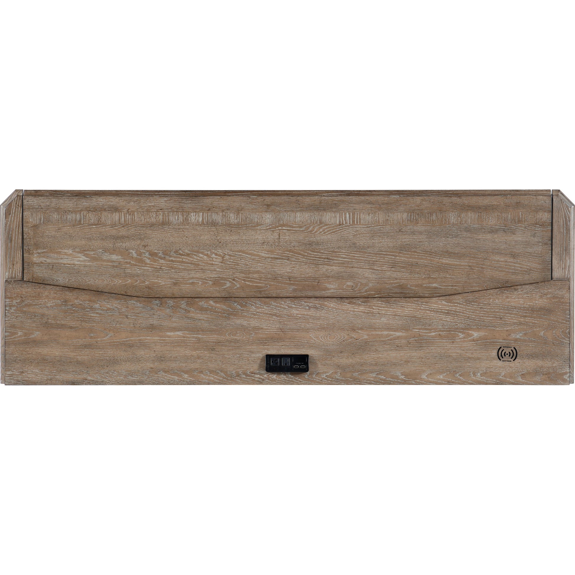 Sutter Computer Credenza by Hooker Furniture in claro. Made from cathedral oak veneers in a traditional style.