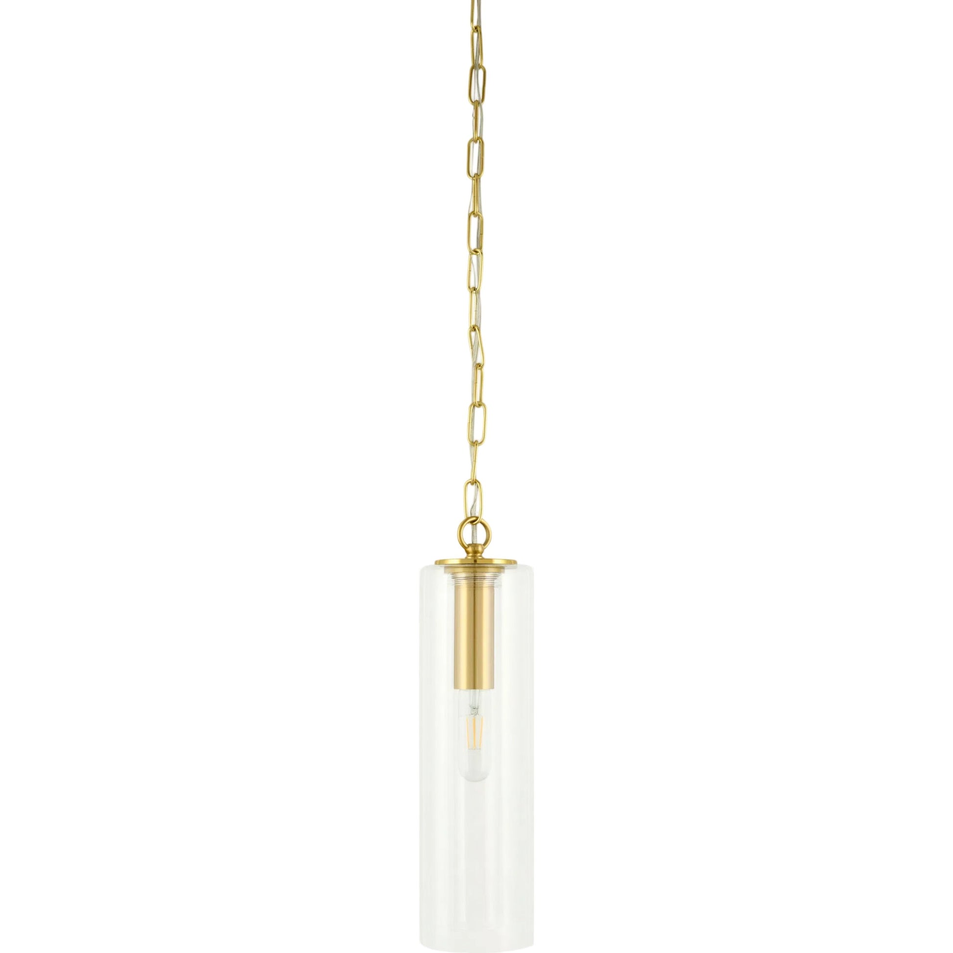 Eolia Pendant by Surya in metallic brass, clear, translucent. Made from iron, glass in a transitional style.