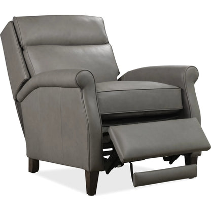 Randall Power Recliner with Pop-Up Headrest by Hooker Furniture in dark wood. Made from leather in a traditional style.