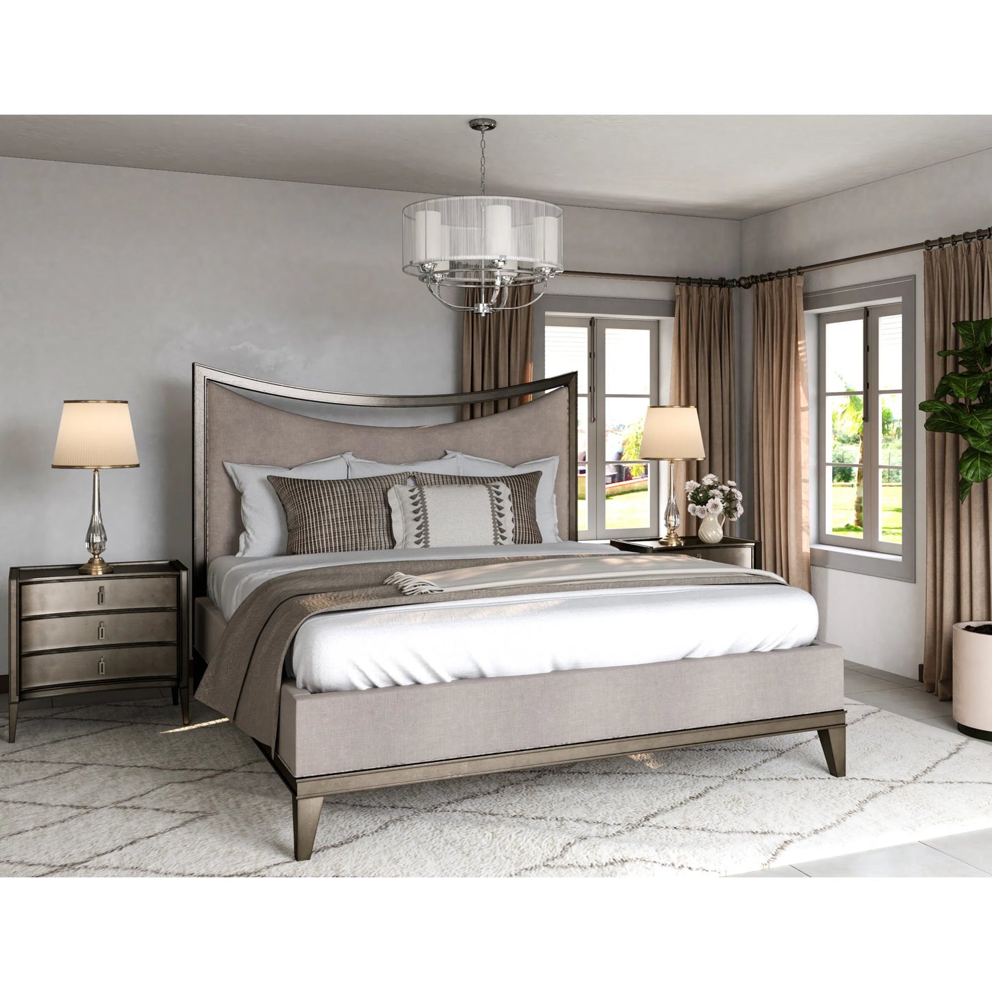 006 SI-2334438 | Lifestyle | Cove Nightstand by A.R.T. Furniture in grey and mica. Made from rubberwood solids, primavera veneers, metal in a traditional style.