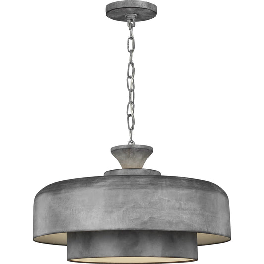Haymarket Medium Pendant by Visual Comfort & Co. in weathered galvanized. Made from steel in a unique style.