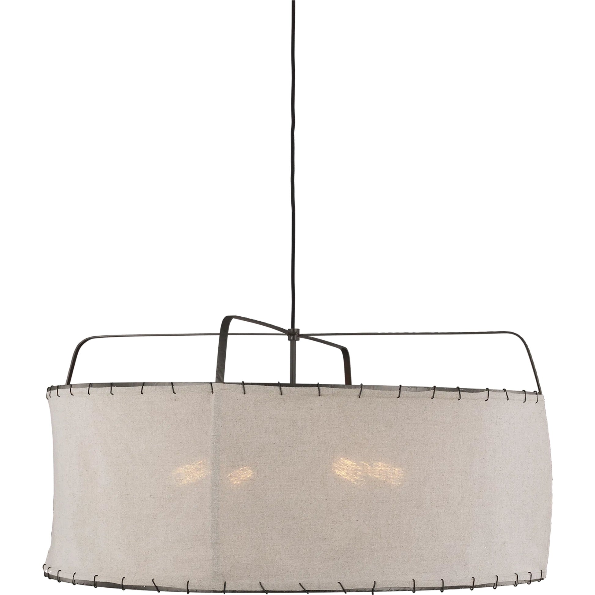 Dunne Wide Pendant by Visual Comfort & Co. in aged iron. Made from steel in a unique style.