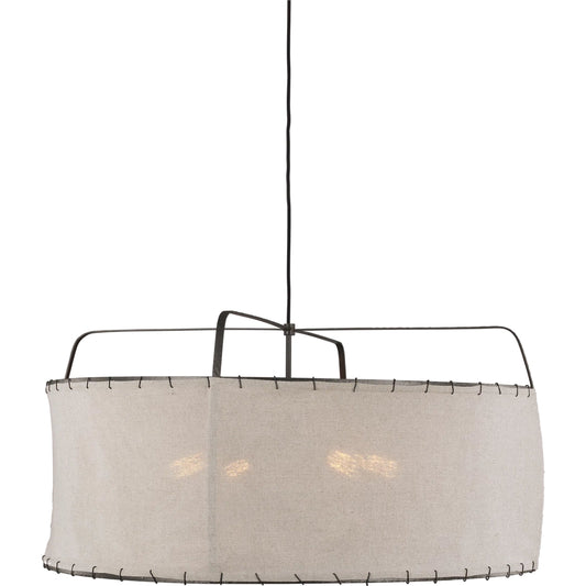 Dunne Wide Pendant by Visual Comfort & Co. in aged iron. Made from steel in a unique style.
