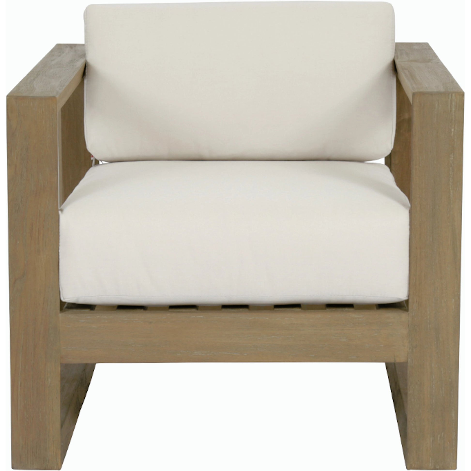 Coastal Outdoor Teak Club Chair by Sunset West. Made from teak in a modern style.