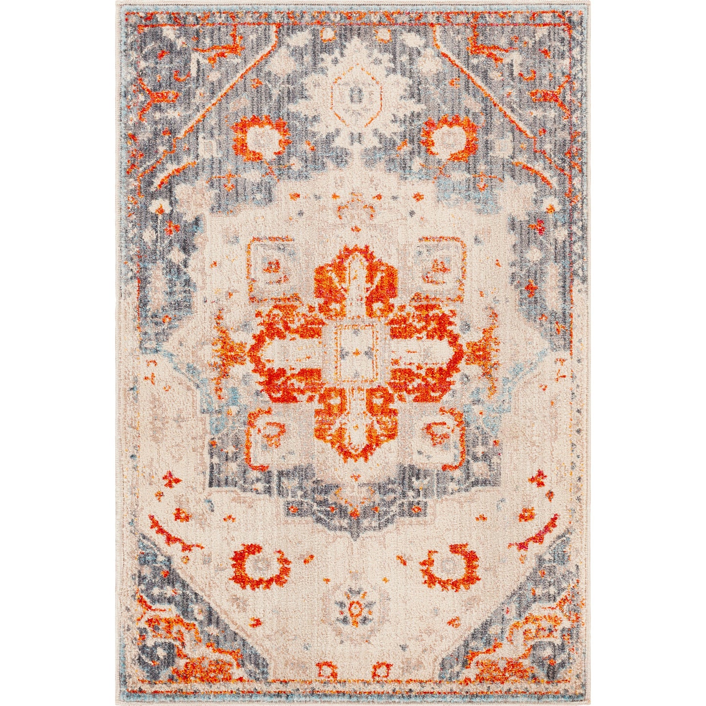 001 91511-36432,91511-43474 | Primary Silo | Ephesians Rug - 21450 by Livabliss in burnt orange, red, light blue, rose, saffron, beige. Made from 100% polyester in a unique style.