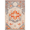 Burnt Orange, Red, Light Blue, Rose, Saffron, Beige / 3'11" x 5'3"