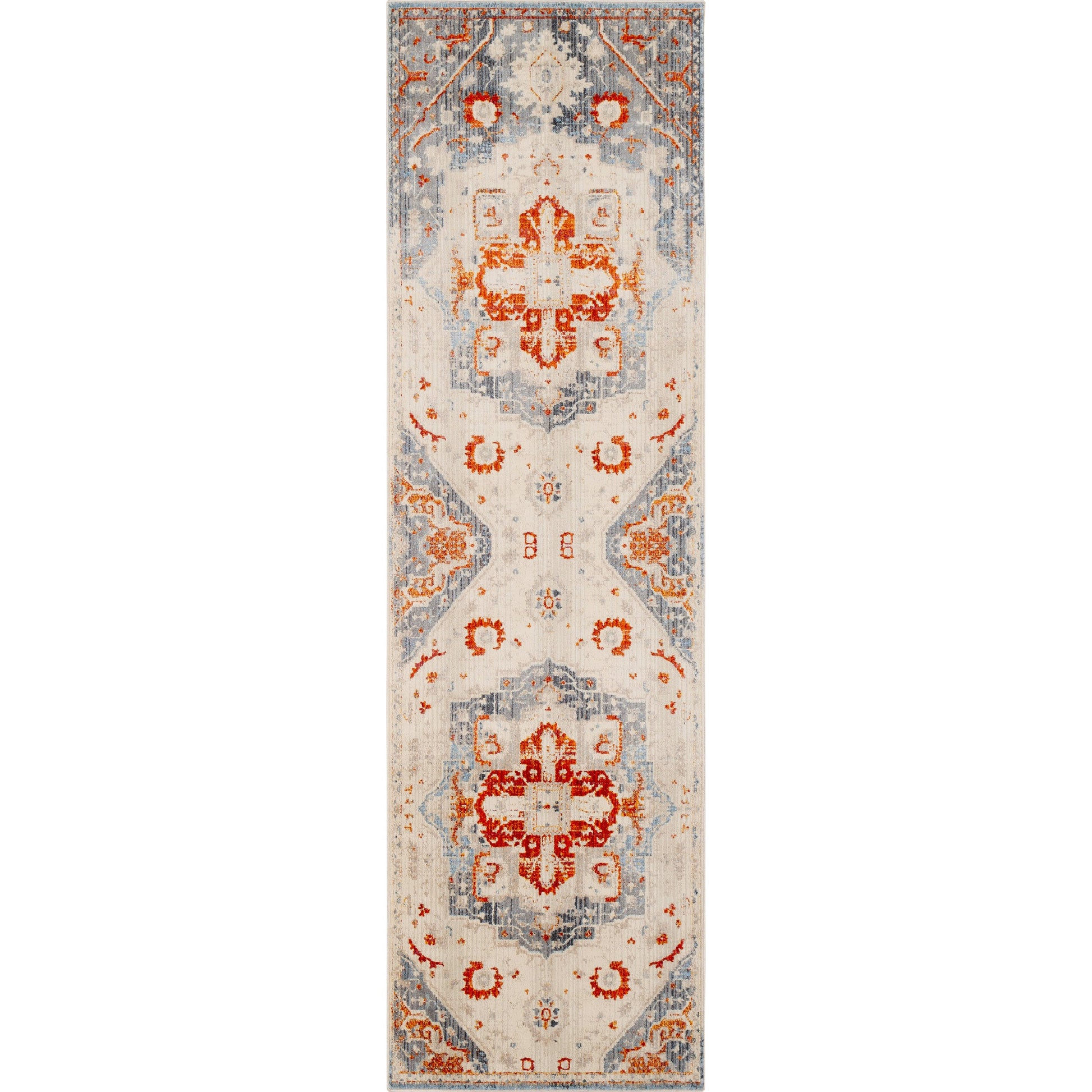 Ephesians Rug - 21450 by Livabliss in burnt orange, red, light blue, rose, saffron, beige. Made from 100% polyester in a unique style.