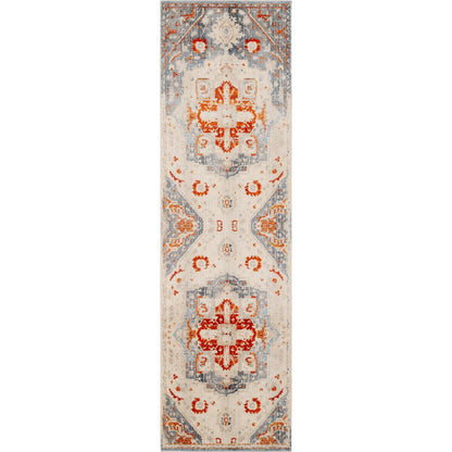 Ephesians Rug - 21450 by Livabliss in burnt orange, red, light blue, rose, saffron, beige. Made from 100% polyester in a unique style.