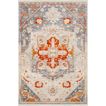 Ephesians Rug - 21450 by Livabliss in burnt orange, red, light blue, rose, saffron, beige. Made from 100% polyester in a unique style.