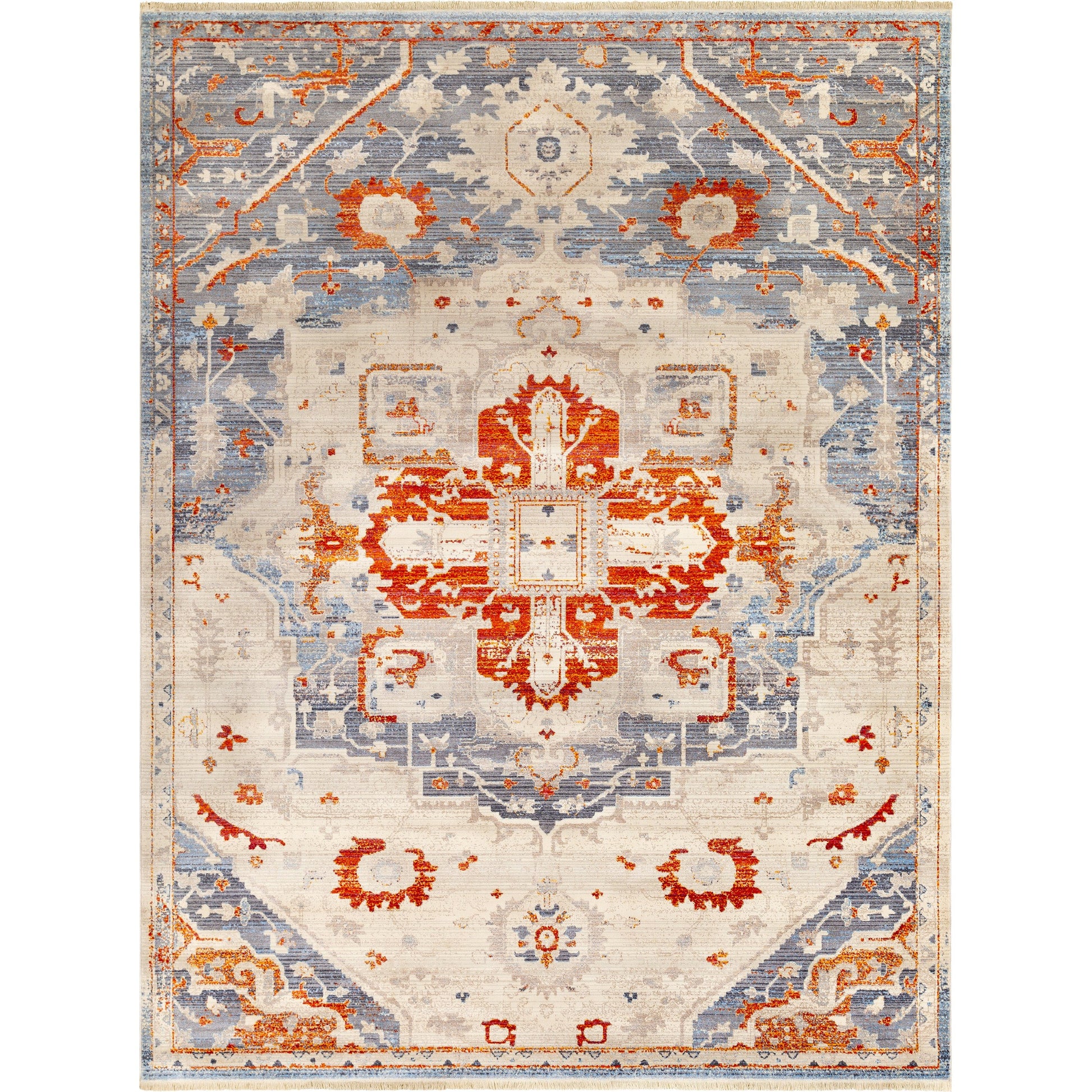 Ephesians Rug - 21450 by Livabliss in burnt orange, red, light blue, rose, saffron, beige. Made from 100% polyester in a unique style.