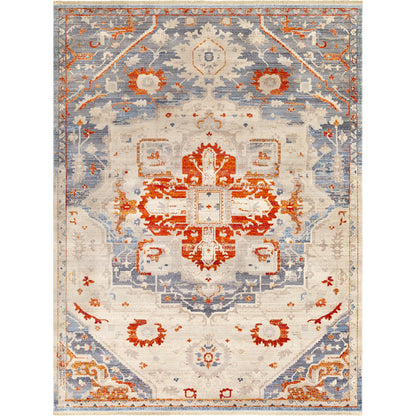 Ephesians Rug - 21450 by Livabliss in burnt orange, red, light blue, rose, saffron, beige. Made from 100% polyester in a unique style.