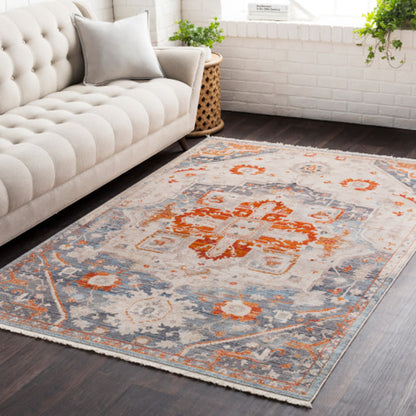 Ephesians Rug - 21450 by Livabliss in burnt orange, red, light blue, rose, saffron, beige. Made from 100% polyester in a unique style.