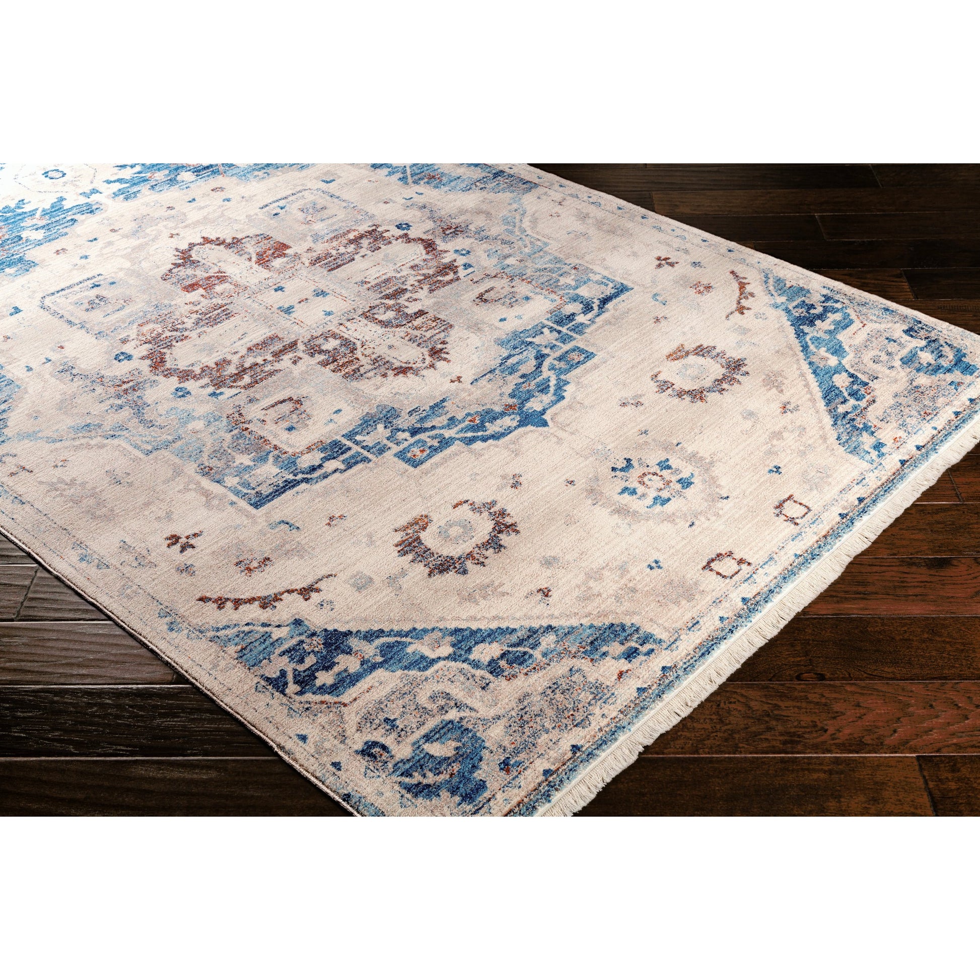 Ephesians Rug - 21450 by Livabliss in burnt orange, red, light blue, rose, saffron, beige. Made from 100% polyester in a unique style.