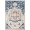 Blue, Beige, Tan, Burnt Orange, Red / 2'7" x 5'