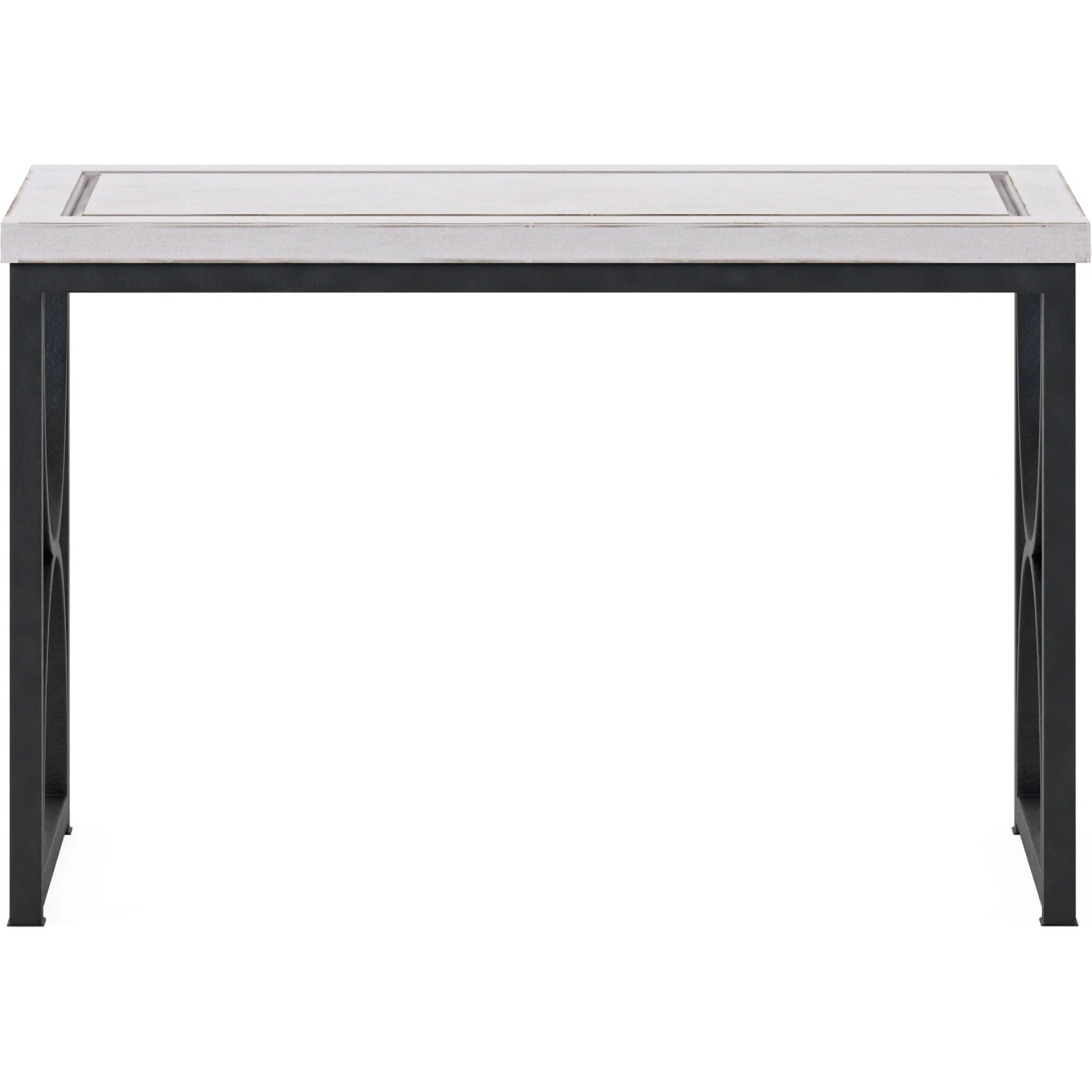 Alcove Metal End Table by A.R.T. Furniture in belgian ivory, burnished brass. Made from acacia solids, maple veneers, iron in a modern style.